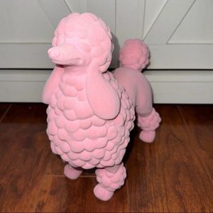 Felt Flocked Pink Poodle Dog Statue